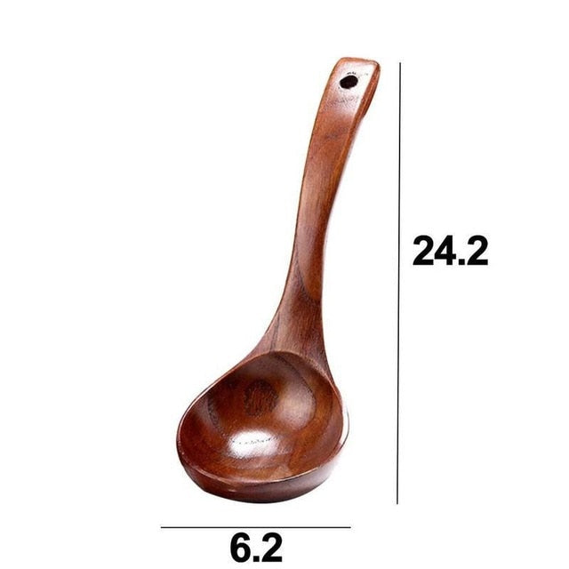 Long Handled Wooden Soup Spoons Bamboo Wood Kitchen Cooking Utensil Tools